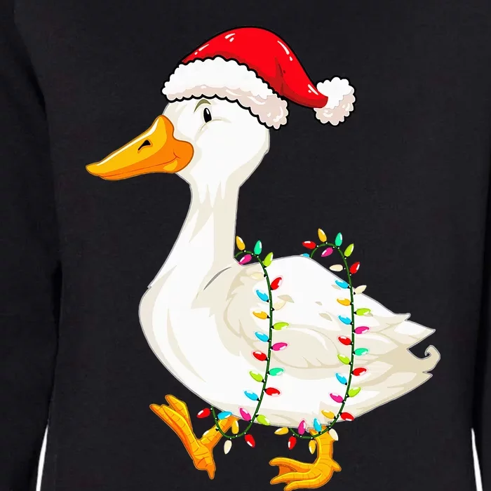 Christmas Lights Duck Wearing Xmas Hat Duck Swan Lover Womens California Wash Sweatshirt