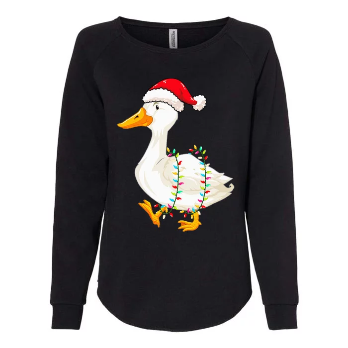 Christmas Lights Duck Wearing Xmas Hat Duck Swan Lover Womens California Wash Sweatshirt