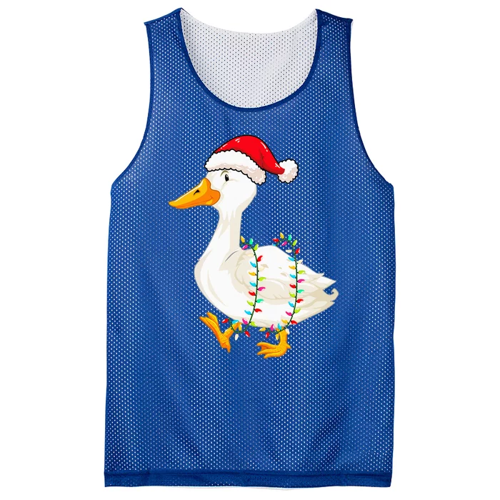 Christmas Lights Duck Wearing Xmas Hat Duck Swan Lover Mesh Reversible Basketball Jersey Tank