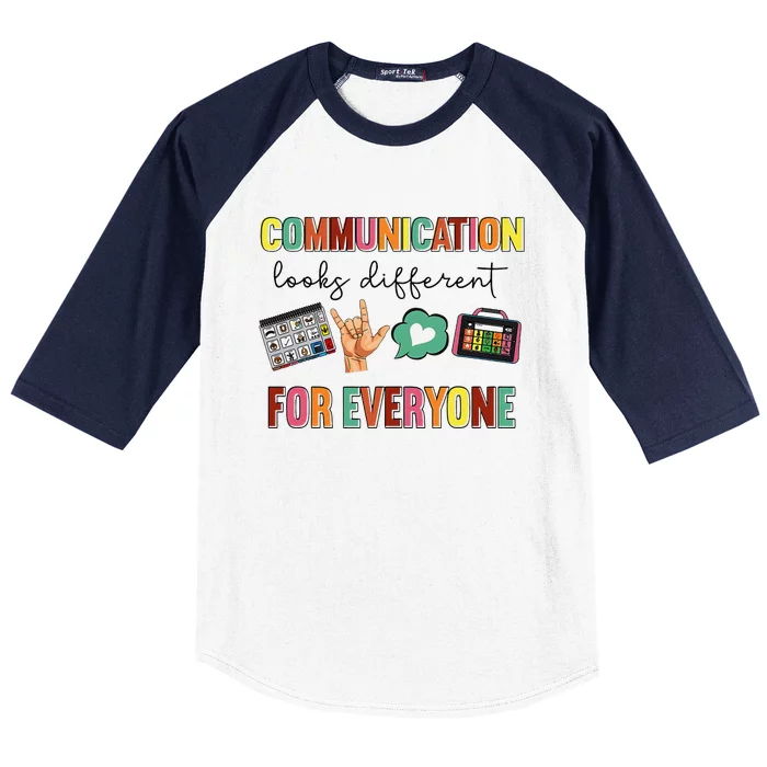 Communication Looks Different For Everyone Speech Therapy Baseball Sleeve Shirt