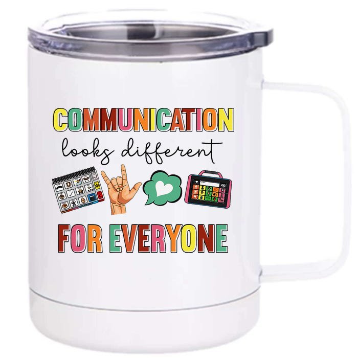 Communication Looks Different For Everyone Speech Therapy Front & Back 12oz Stainless Steel Tumbler Cup