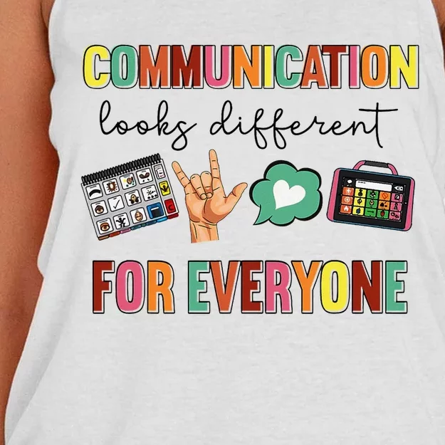 Communication Looks Different For Everyone Speech Therapy Women's Knotted Racerback Tank