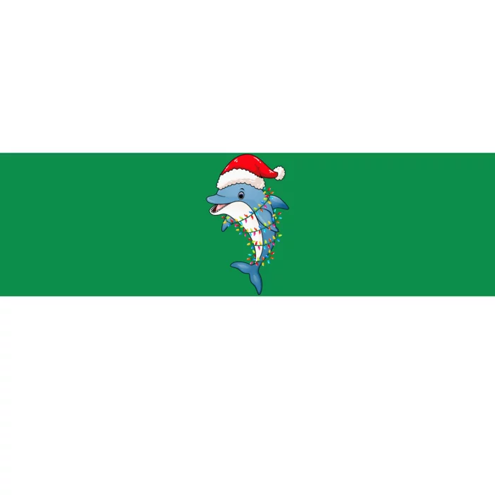 Christmas Lights Dolphin Wearing Xmas Hat Dolphin Lover Bumper Sticker