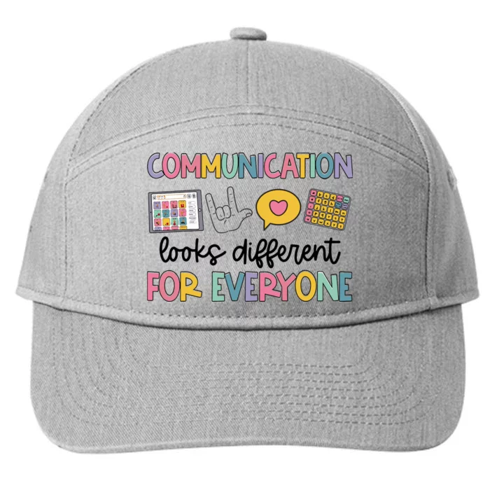 Communication Looks Different For Everyone Speech Therapy 7-Panel Snapback Hat