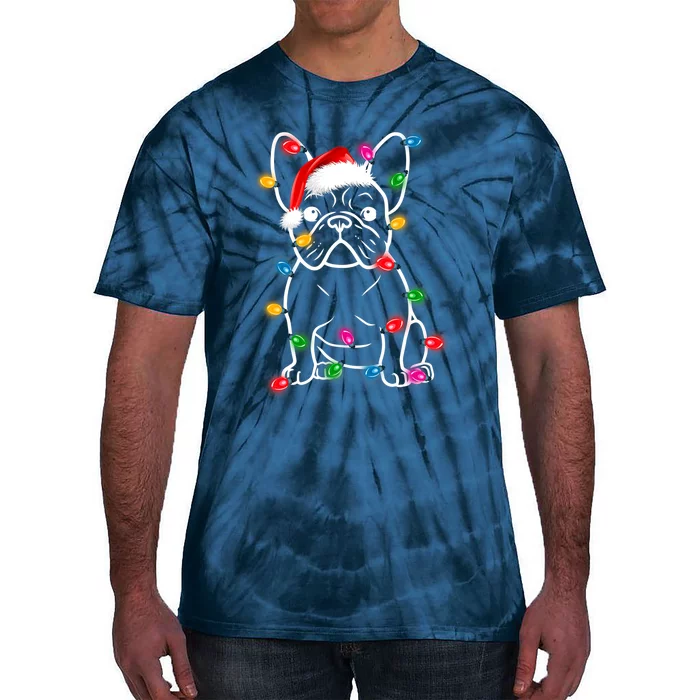 Christmas Lights Dog French Bulldog Tie-Dye T-Shirt