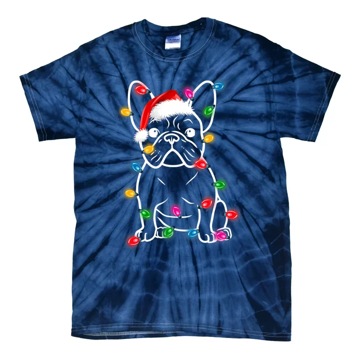 Christmas Lights Dog French Bulldog Tie-Dye T-Shirt