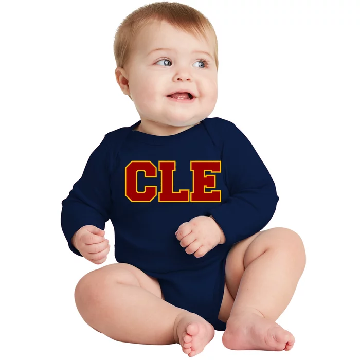 Cle Cleveland Logo Baby Long Sleeve Bodysuit