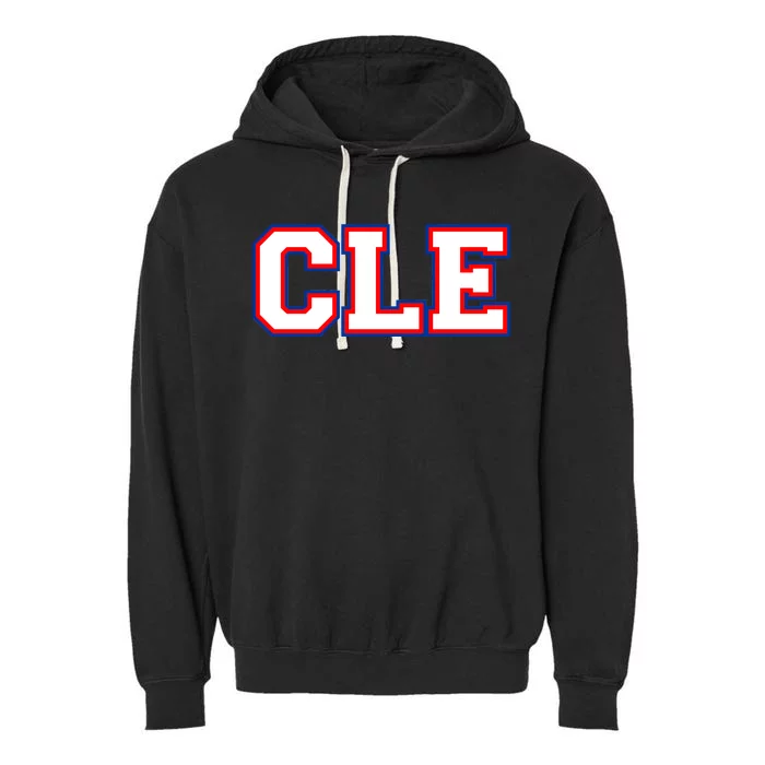 CLE Cleveland, Ohio College Letters Baseball Colors Garment-Dyed Fleece Hoodie