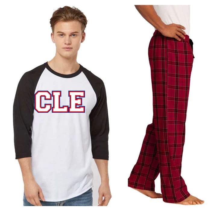 CLE Cleveland, Ohio College Letters Baseball Colors Raglan Sleeve Pajama Set