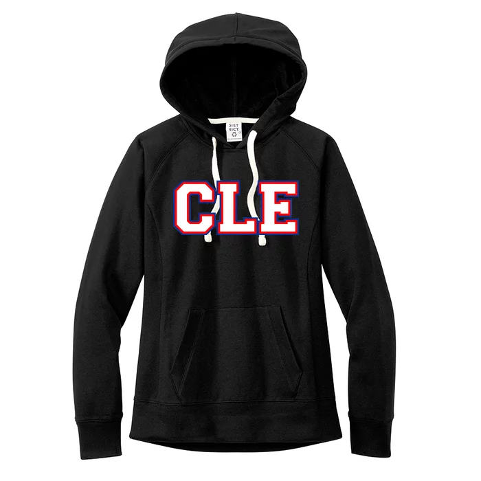 CLE Cleveland, Ohio College Letters Baseball Colors Women's Fleece Hoodie