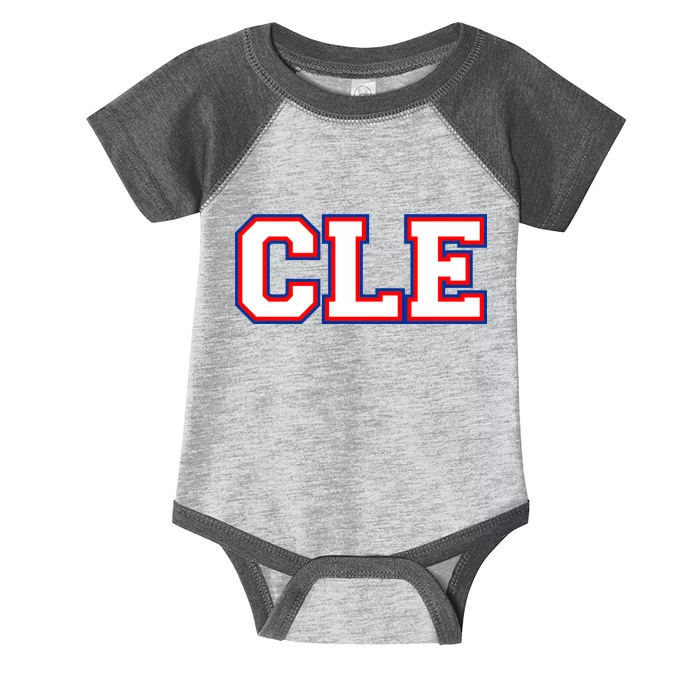 CLE Cleveland, Ohio College Letters Baseball Colors Infant Baby Jersey Bodysuit