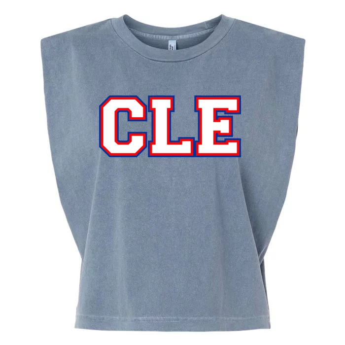 CLE Cleveland, Ohio College Letters Baseball Colors Garment-Dyed Women's Muscle Tee