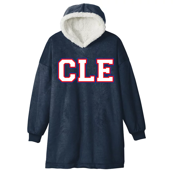 CLE Cleveland, Ohio College Letters Baseball Colors Hooded Wearable Blanket