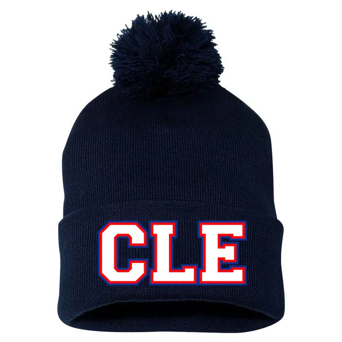 CLE Cleveland, Ohio College Letters Baseball Colors Pom Pom 12in Knit Beanie