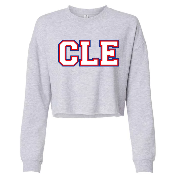 CLE Cleveland, Ohio College Letters Baseball Colors Cropped Pullover Crew