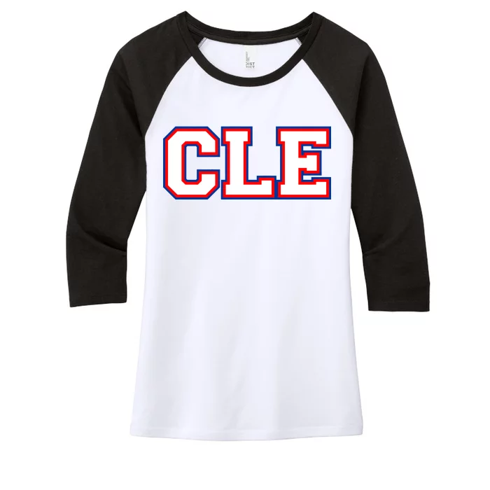 CLE Cleveland, Ohio College Letters Baseball Colors Women's Tri-Blend 3/4-Sleeve Raglan Shirt