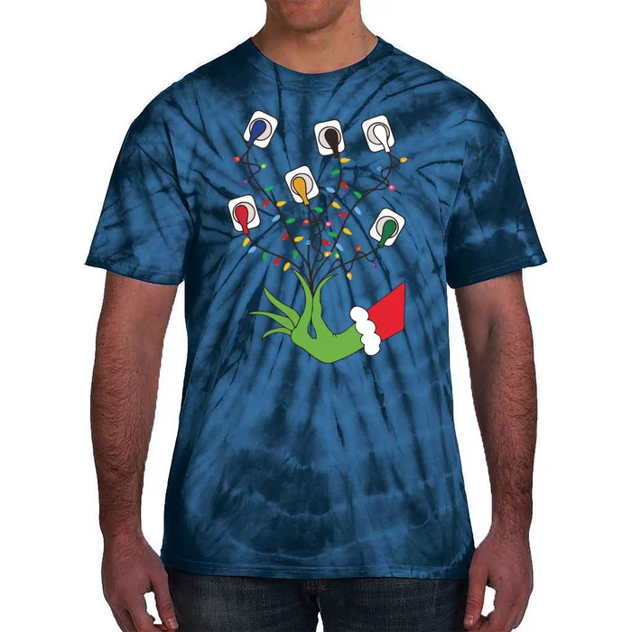 Christmas Lights Ekg Leads Cheat Sheet Funny Nursing Ecg Xmas Tie-Dye T-Shirt