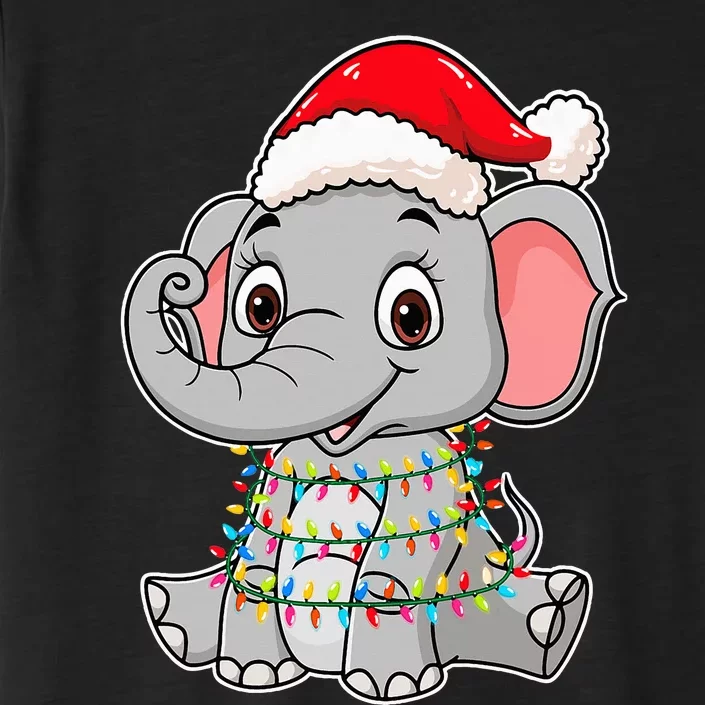 Christmas Lights Elephant Wearing Xmas Hat Elephant Lover ChromaSoft Performance T-Shirt