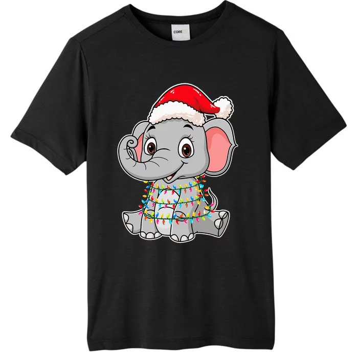 Christmas Lights Elephant Wearing Xmas Hat Elephant Lover ChromaSoft Performance T-Shirt