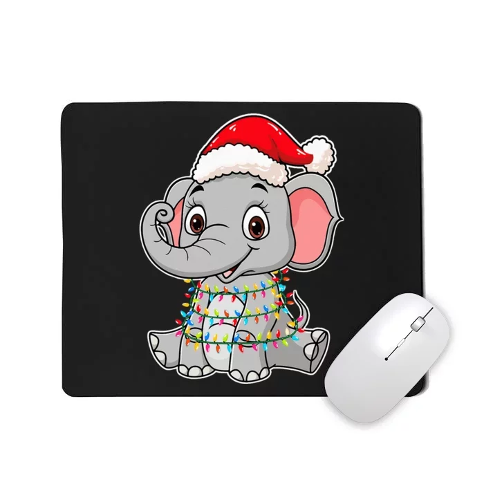 Christmas Lights Elephant Wearing Xmas Hat Elephant Lover Mousepad