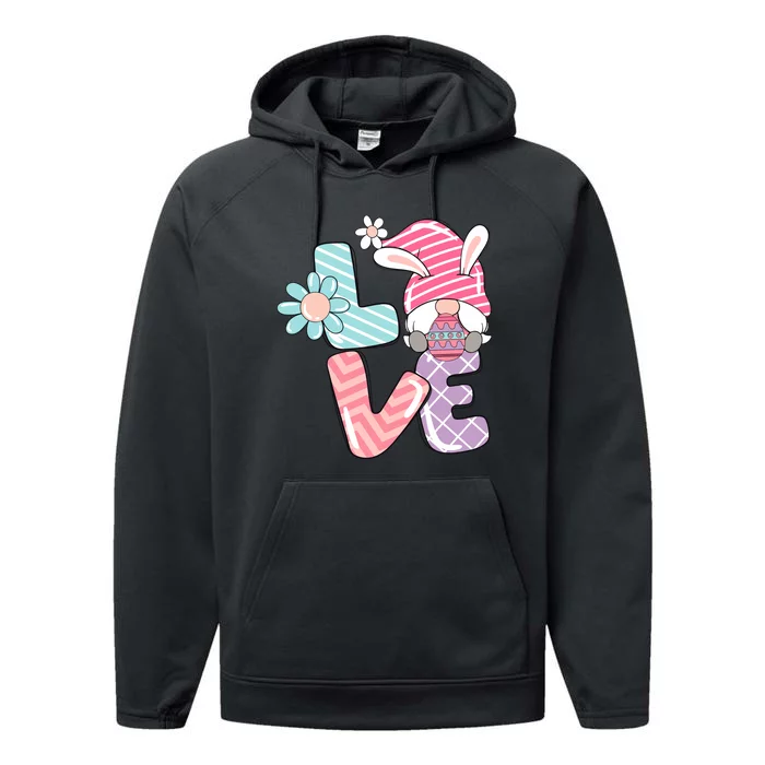 Cute Love Easter Gnome Egg Hunting Bunny Easter Performance Fleece Hoodie