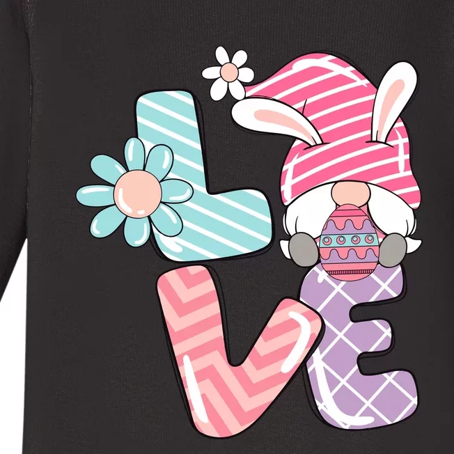 Cute Love Easter Gnome Egg Hunting Bunny Easter Baby Long Sleeve Bodysuit