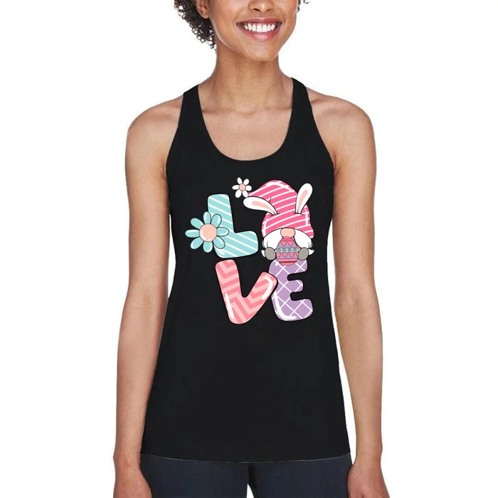 Cute Love Easter Gnome Egg Hunting Bunny Easter Women's Racerback Tank