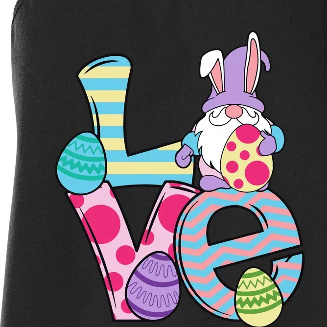 Cute Love Easter Gnome Egg Hunting Bunny Easter Women's Racerback Tank