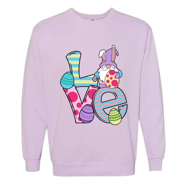 Cute Love Easter Gnome Egg Hunting Bunny Easter Garment-Dyed Sweatshirt