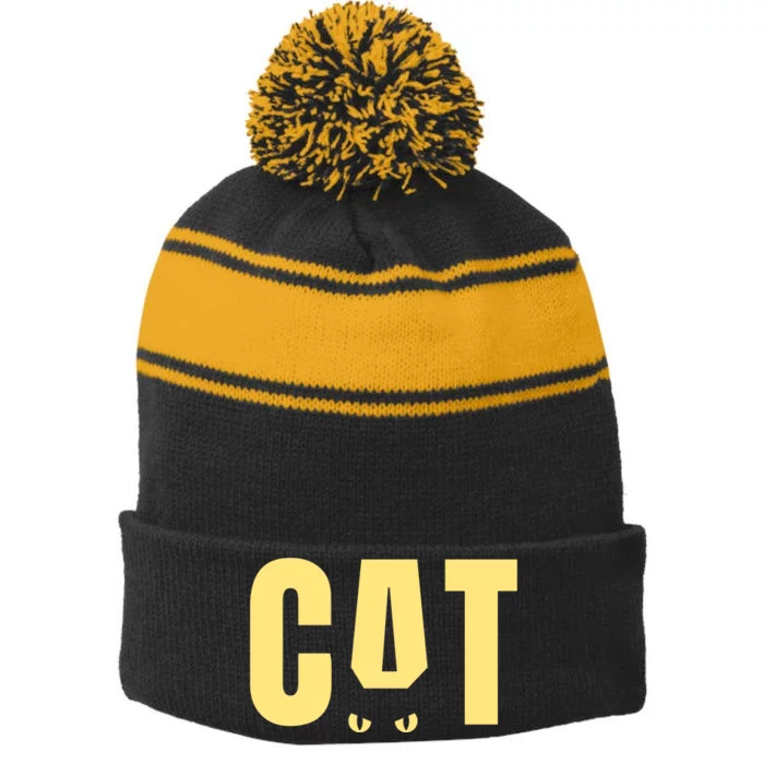 Cat Lover Ears Cute Gift Stripe Pom Pom Beanie