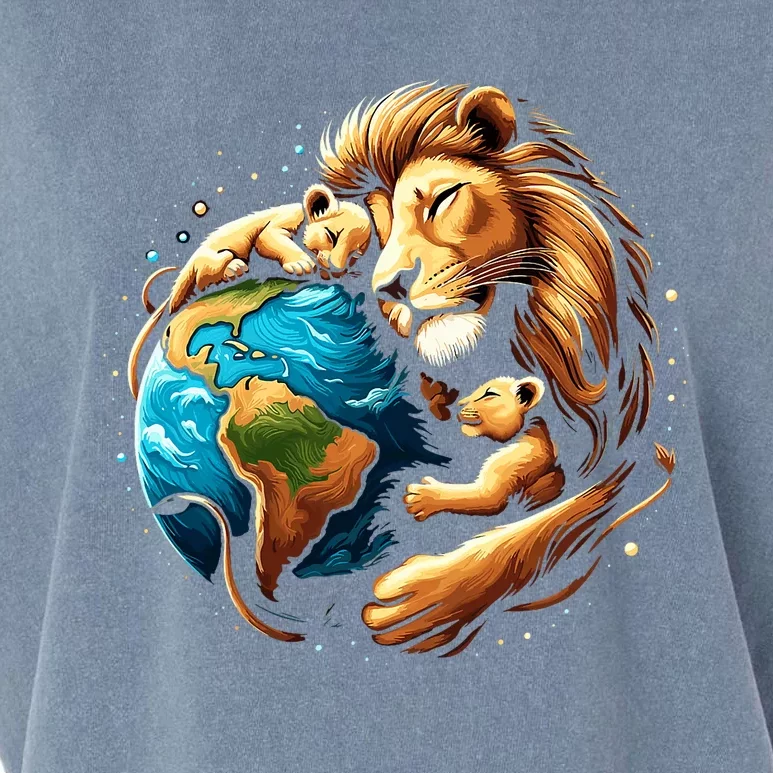 Cute Lion Earth Day Funny Animal Earth Day Environmental Garment-Dyed Women's Muscle Tee