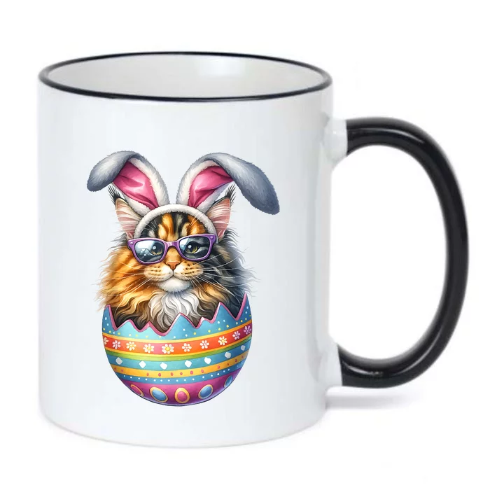 Cat Lover Easter Egg Happy Easter Bunny Ears Black Color Changing Mug