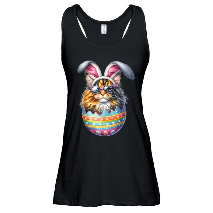 Cat Lover Easter Egg Happy Easter Bunny Ears Ladies Essential Flowy Tank