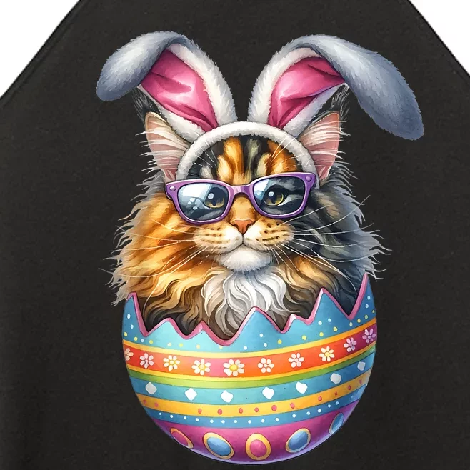 Cat Lover Easter Egg Happy Easter Bunny Ears Women’s Perfect Tri Rocker Tank