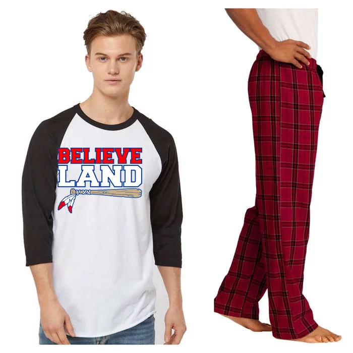 Cleveland Believe Land Baseball Bat Raglan Sleeve Pajama Set