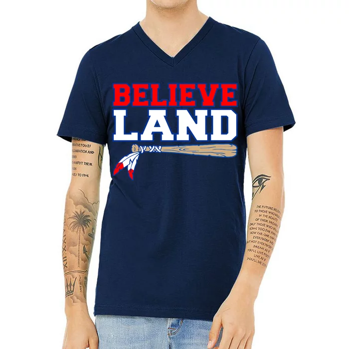 Cleveland Believe Land Baseball Bat V-Neck T-Shirt