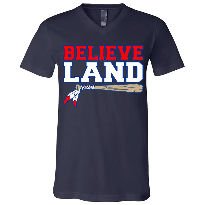 Cleveland Believe Land Baseball Bat V-Neck T-Shirt