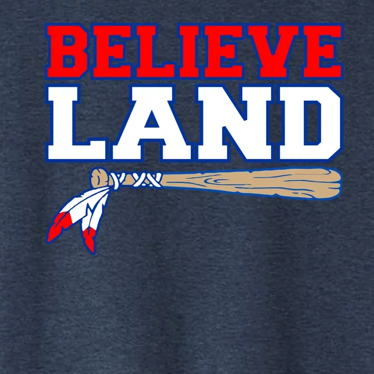 Cleveland Believe Land Baseball Bat Women's Crop Top Tee