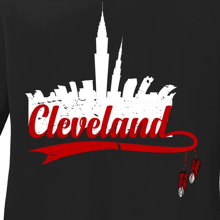 Cleveland City Baseball Fan Ladies Long Sleeve Shirt