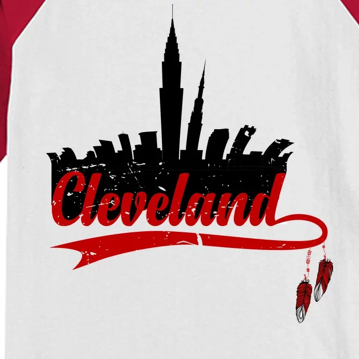 Cleveland City Baseball Fan Kids Colorblock Raglan Jersey