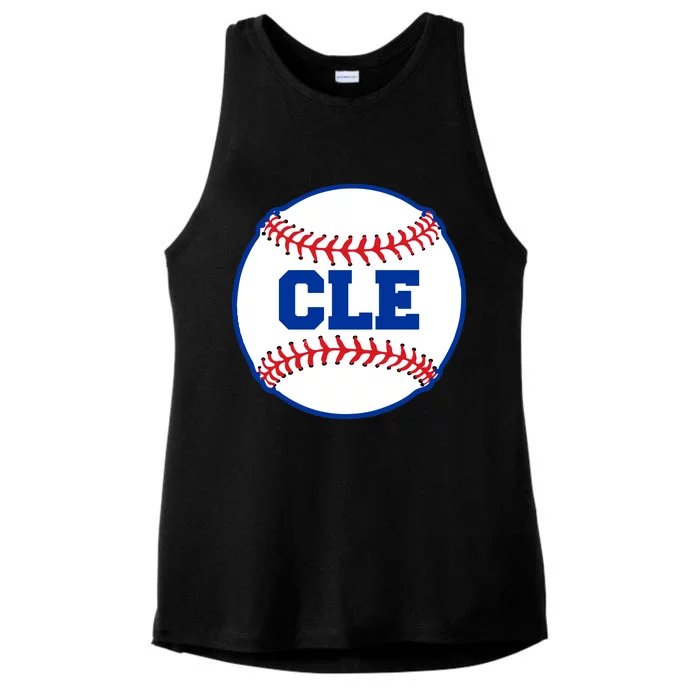 Cleveland CLE Baseball College Letters Ladies Tri-Blend Wicking Tank