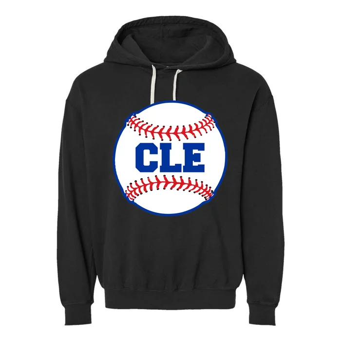 Cleveland CLE Baseball College Letters Garment-Dyed Fleece Hoodie