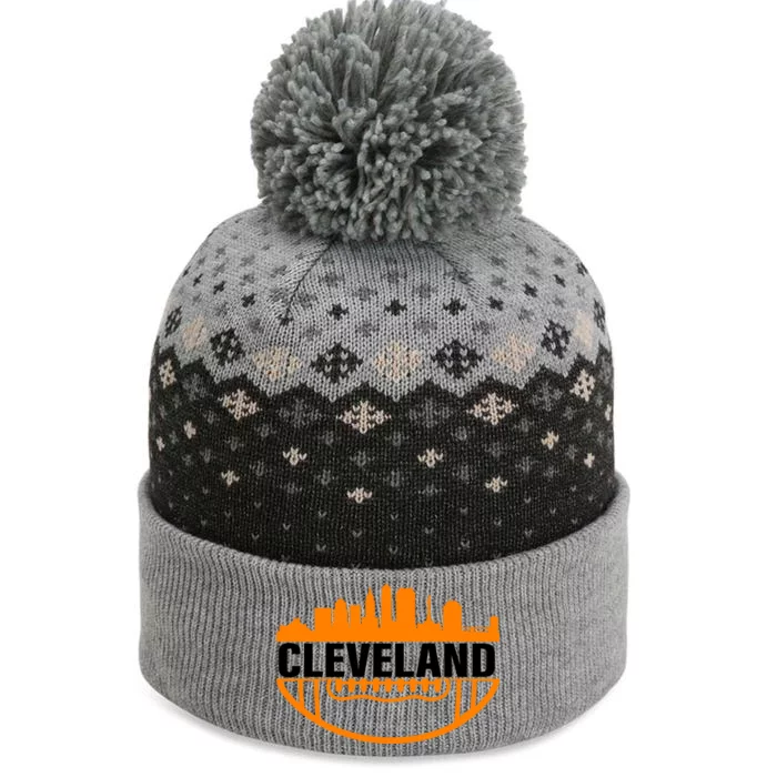 Cleveland Football Skyline City Logo The Baniff Cuffed Pom Beanie