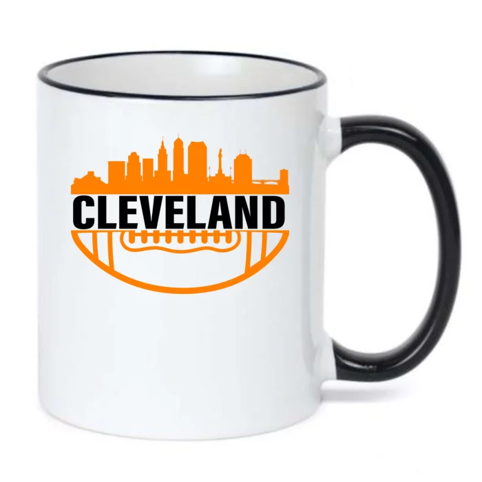 Cleveland Football Skyline City Logo Black Color Changing Mug