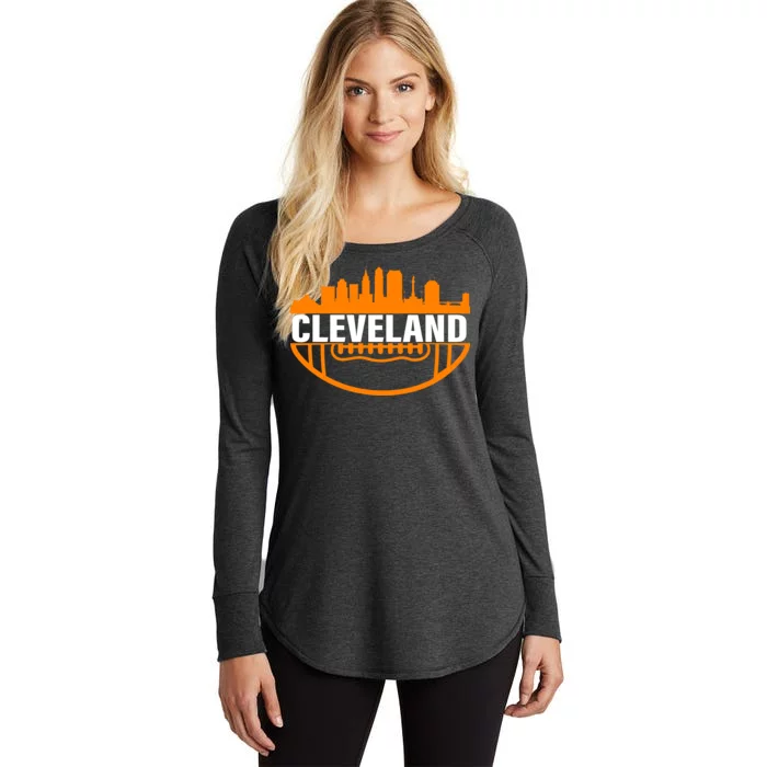 Cleveland Football Skyline City Logo Women's Perfect Tri Tunic Long Sleeve Shirt