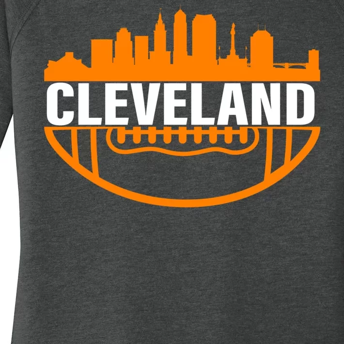 Cleveland Football Skyline City Logo Women's Perfect Tri Tunic Long Sleeve Shirt