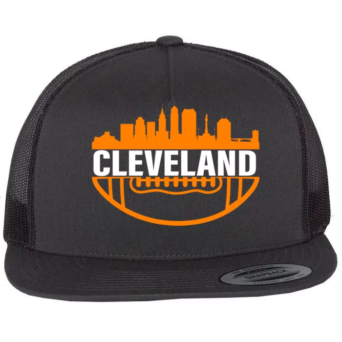 Cleveland Football Skyline City Logo Flat Bill Trucker Hat