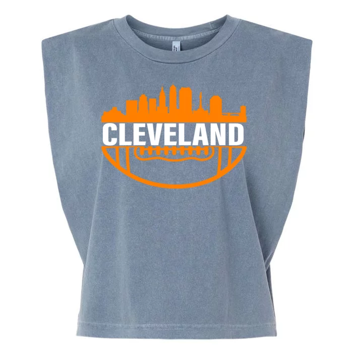 Cleveland Football Skyline City Logo Garment-Dyed Women's Muscle Tee