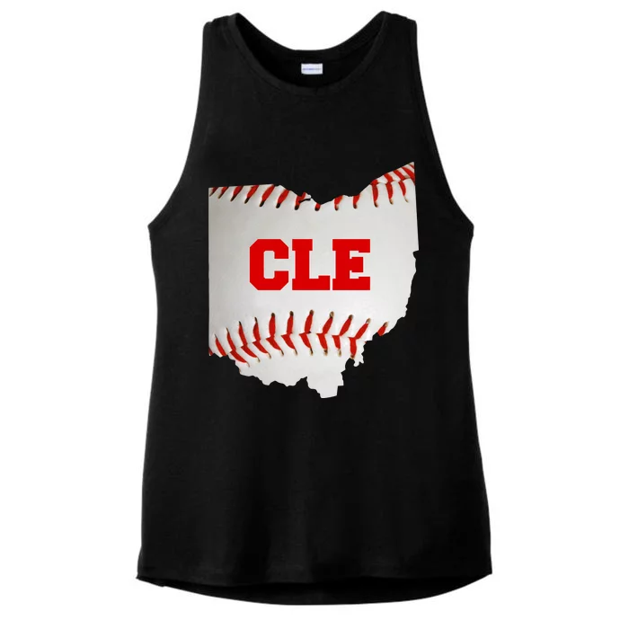 Cleveland, Ohio Baseball CLE Logo Ladies Tri-Blend Wicking Tank