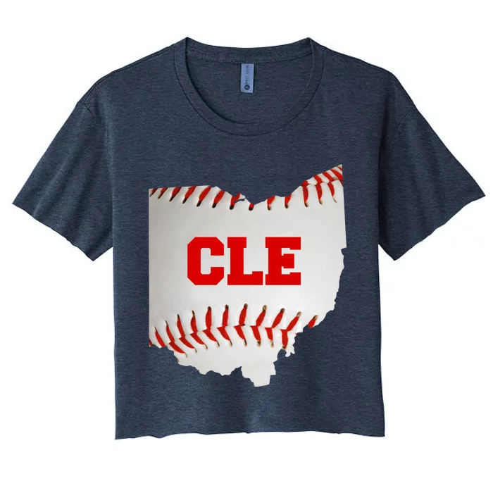 Cleveland, Ohio Baseball CLE Logo Women's Crop Top Tee